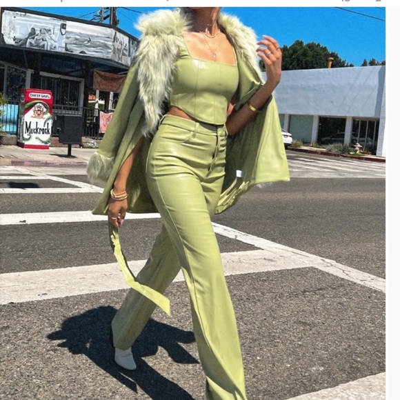 NWT Show Me Your Mumu Penny Lane Faux Leather Wrap Jacket Sage Green - Small - Picture 6 of 10